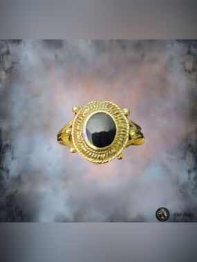 Vintage Black Onyx Copper Ring Boho Statement Band NWT Sizes:6,7,8